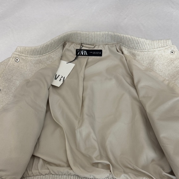 Zara Women’s Cropped Beige Bomber Jacket Size XL - Picture 9 of 14